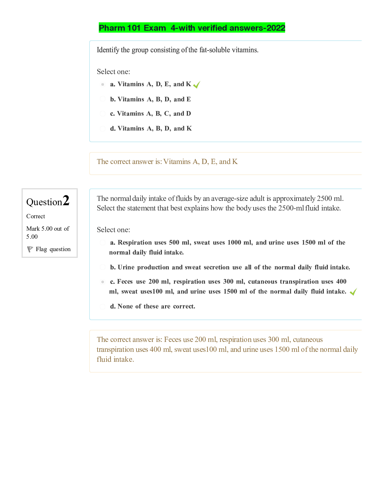 Preview of Pharm 101 Exam  4-with verified answers-2022